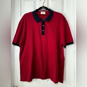 Bally Men's Red and Black Polo Shirt Size 44